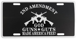 2nd Amendment God Guns Guts Make America Free! Black &amp; White 6&quot;x12&quot; Aluminum Lic - £3.66 GBP