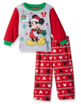 Disney Toddler Boys&#39; Mickey Mouse Christmas 2pc Fleece Pajamas 2T 3T 4T NWT - £8.86 GBP