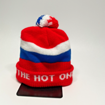  THE HOT ONE Vintage Knit Hat Pom Beanie 70s 80s Red White Blue Ski, OOA... - $84.99