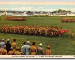 Troops Passing In Review Camp Atterbury Indiana IN Linen Postcard K1 - $10.84