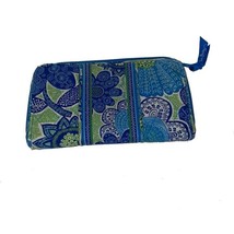 Vera Bradley  Blue Green Floral Fabric Clutch Wallet 4.5 x 8 inches - £8.84 GBP