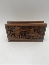 Vintage Lasercraft Engraved Ducks American Walnut Wood Letter Napkin Hol... - $26.11