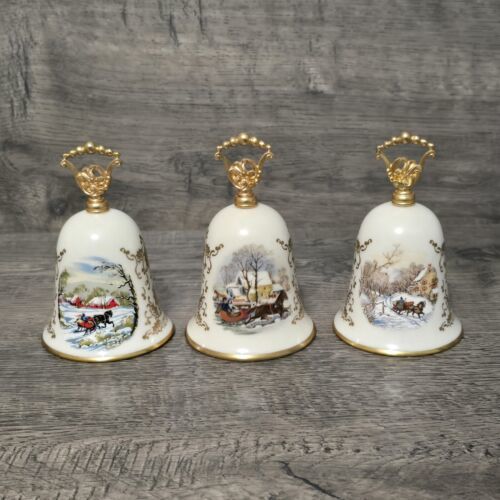 Vintage Lot Of 3 1976, 1977, & 1979 GORHAM Porcelain China Christmas Bells - $39.87