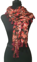 Multicolor Floral Motiff Tasseld Shaw Scarf Wrap Holiday Gift Granny Estate - £10.24 GBP