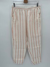 C&amp;C California Straight Leg Casual Pants Sz L White Orange Striped 100% Linen - £21.86 GBP