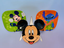 Disney Mickey Mouse Stitch Hawaiian Luau Kids Plates Set 3pc - $11.99