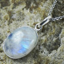 925 Sterling Silver Rainbow Moonstone Gems Handmade Pendant Necklace PSV-1396 - £27.59 GBP+