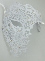 White Phantom Laser Cut Venetian Mask Masquerade Metal Men Filigree - £19.04 GBP