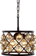 Pendant Light MADISON 3-Light Golden Teak Smoky Crystal Polished Nickel Gold - £465.80 GBP