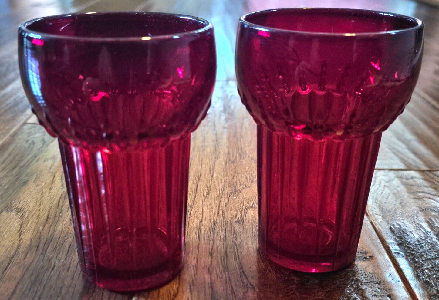 Primary image for VTG set of 2 Martinsville Ruby Red Radiance 8 ounce Tumblers