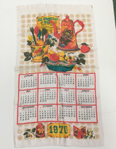 vintage 1970 calendar linen tea towel old Homestead coffee pot fruit design  - £15.53 GBP