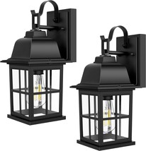 2-Pack Exterior Wall Lamp Lantern Style Light Fixtures, Black Aluminum S... - £39.29 GBP