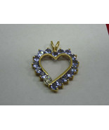 Iolite &amp; Diamond Heart Pendant 14k Gold - £218.25 GBP