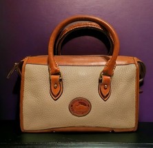 Dooney &amp; Bourke Original Two Tone Taupe Saddle Pebble Leather Doctor Sat... - $99.56 CAD