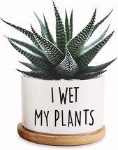 I Wet My Plants Funny White Mini 3.5 Inch Ceramic Flower Planter Pot, Co... - $44.97