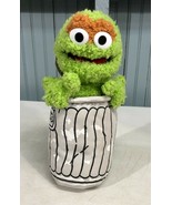 Sesame Street Oscar The Grouch in Trash Can Plush 2003 11&quot; Nanco - £10.71 GBP