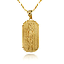 10k Solid Gold Egypt Anubis God Of The Dead Guard Dog Amulet Pendant Necklace - £210.33 GBP+