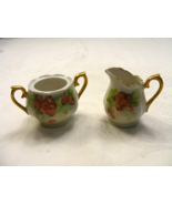 Vintage Porcelain Creamer &amp; Sugar Bowl (No Lid) Hand-Painted Gold Toned ... - $24.74