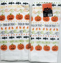 Set Of 2 Same Printed Towels (15&quot;x25&quot;) Halloween Pumpkins,Trick Or Treat, Nidico - £9.51 GBP