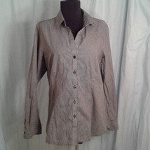 Foxcroft L button front shirt Wrinkle Free Black White Gingham - $29.00