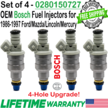 Genuine Bosch 4 Units 4-Hole Upgrade Fuel Injectors for 1994 Ford Escort... - $108.89
