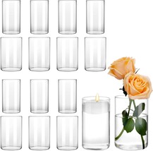 Cucumi 16Pcs Glass Cylinder Vases 6 Inch Tall Clear Vases For Wedding - £41.05 GBP