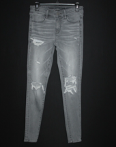 AMERICAN EAGLE Jeans Women&#39;s 4 Reg Next Level Stretch Gray Distressed De... - £17.59 GBP