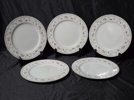 JAPAN Made 10.25&quot; Dinner Plates ABINGDON Pink &amp; Orange FLORAL - Set Of 5 - $35.21 CAD