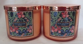Bath &amp; Body Works 3-wick Scented Candle Lot Set of 2 BLUE ORCHARD SKIES ess oils - £54.79 GBP