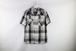 Vintage Salt Valley Western Mens Medium Checkered Plaid Pearl Snap Button Shirt - $39.55