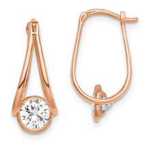 10K Rose Gold Polished CZ Hoop Earrings 10ER320 - £189.04 GBP