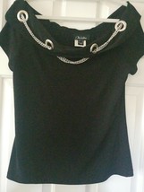 NueVa Women&#39;s Black Off Shoulder Chain Top Size 12 - £5.45 GBP