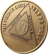 RecoveryChip 6 Year AA Medallion Large 1.5&quot; Heavy Premium Bronze Sobriet... - £2.32 GBP