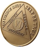 RecoveryChip 6 Year AA Medallion Large 1.5&quot; Heavy Premium Bronze Sobriet... - $54.71 MXN