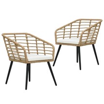 Patio Chairs with Cushions 2 pcs Poly Rattan Oak - $583.55 CAD