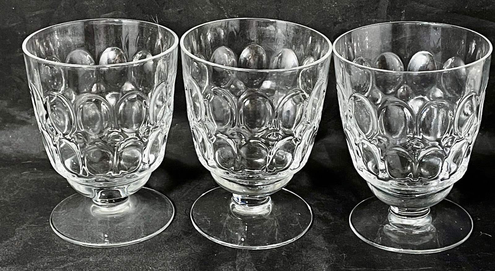 Primary image for Fostoria Footed Mesa Clear Wine Goblets Thumbnail Design (3) 4-1/4" H