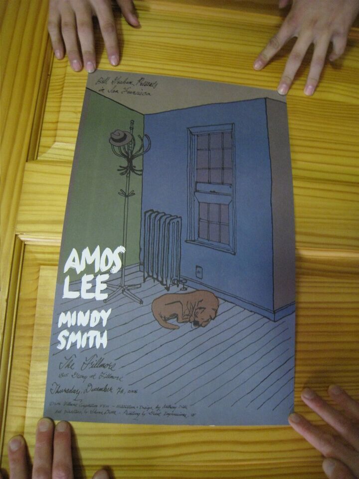 Amos Lee Poster Fillmore Mindy Smith Dog On Floor December 7 2006 - $67.73