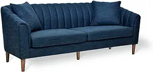 Christopher Knight Home Ansonia Sofas, Navy Blue + Dark Walnut - $1,007.99
