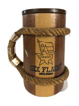Six Flags over Texas Wooden Mug Stein Cup Collectible Vintage RARE 80s 9... - £29.09 GBP