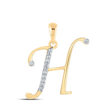 10kt Yellow Gold Womens Round Diamond H Initial Letter Pendant 1/12 Cttw - £144.48 GBP