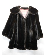 Vintage Tissavel France Sears Faux Fur Dark Black Coat Size 12-14 - £71.72 GBP