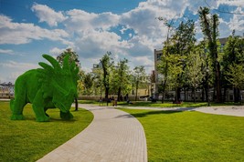 Outdoor Styracosaurus Topiary Green Figures Covered in Artificial Grass ... - $18,900.00