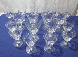 Rare Art Deco 18 pcs Cambridge Ambassador cut crystal water wine goblets - $150.00