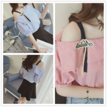 Hot Fashion Ladies Girl Party Wedding Summer Blouse Off-Shoulder Striped... - $10.99