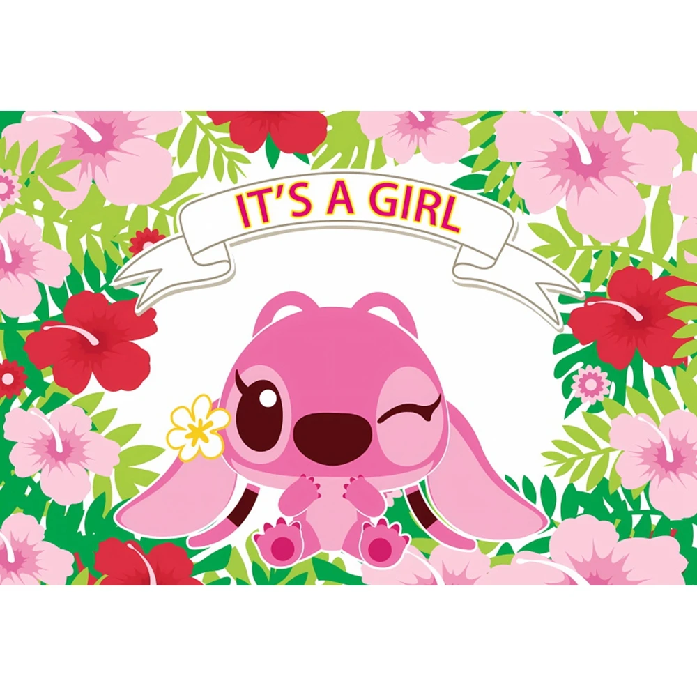 Cartoon Lilo Stitch Theme Backdrops Photo Studio -Polyester 220x150cm A0... - $677.78 MXN