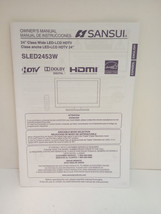 Sansui TV Insttuctions SLED2453W Paper Manual English Espanol - £6.76 GBP