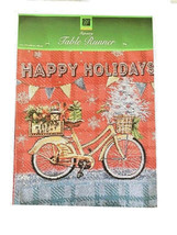 Christmas Table Runner Winter Bicycle Holiday Tapestry 13x72&quot; Windham Home New - £28.43 GBP