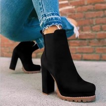 Ladies Sexy Solid Black Platform Casual Party High-Heeled Ankle Boots SZ 6-9.5 - £46.71 GBP