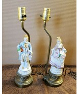 2 Vintage Electric Tables Lamps Victorian Colonial Man Woman  - £47.47 GBP