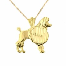 14k Yellow Gold Diamond Cut Poodle Charm Pendant Necklace - £105.39 GBP+